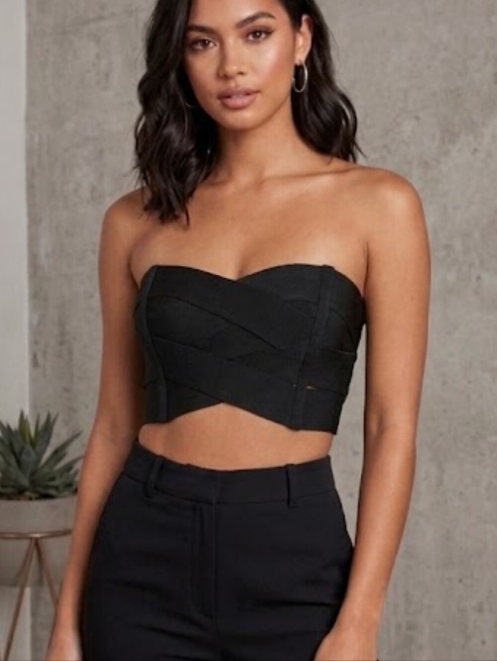 ANGL Black Strapless Bandage Bandeau  Bustier  size Medium